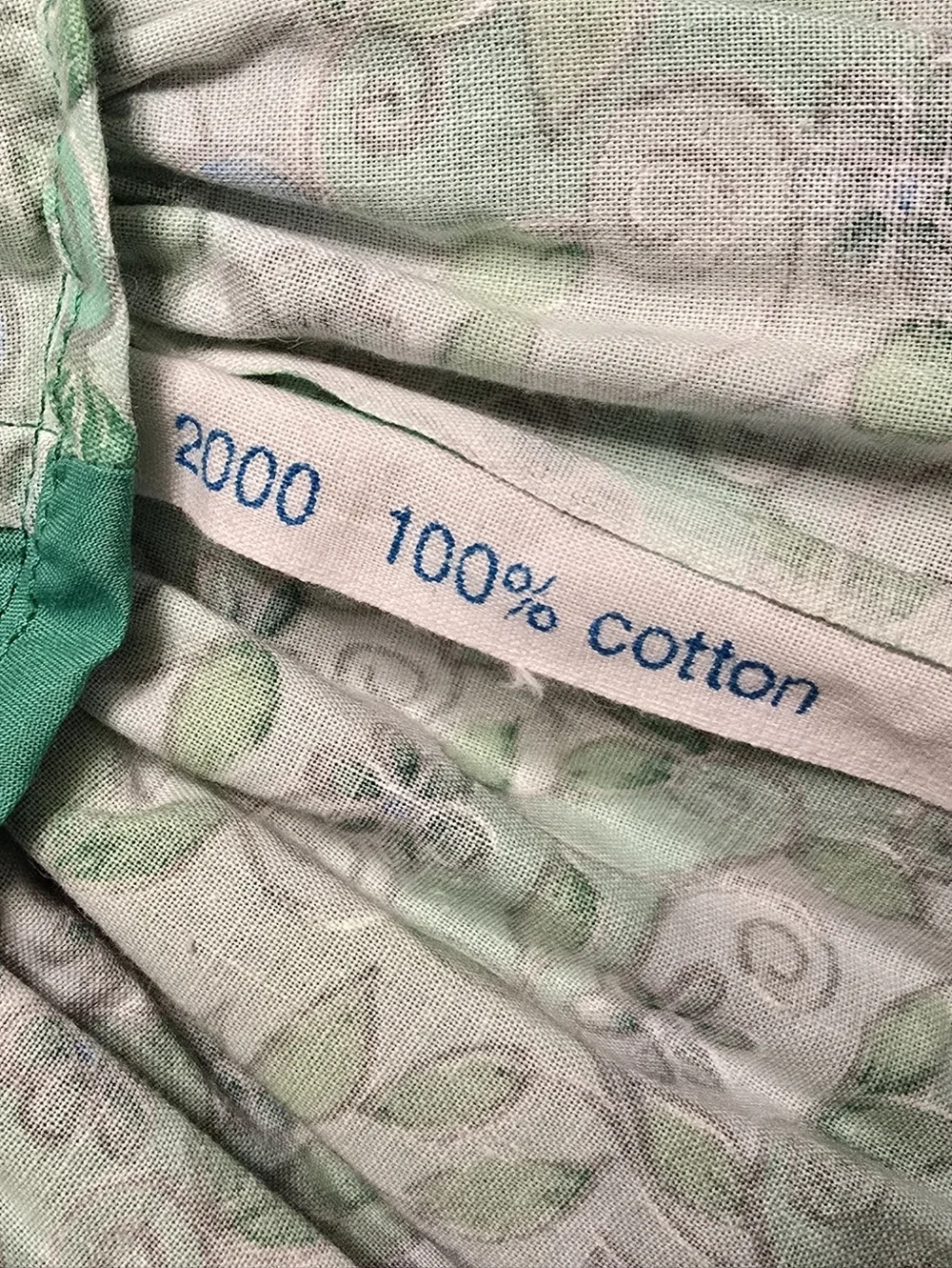 Vintage Green Floral Cotton Square Dance Skirt Cottagecore Prairie Ruffle